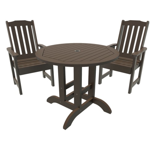 Sequoia Professional Blue Ridge Round Dining Set, 3 Piece Set, Weathered Acorn
